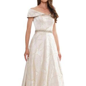 NWT Marsoni by Colors MV1265 Jacquard Formal Gown Champagne 16